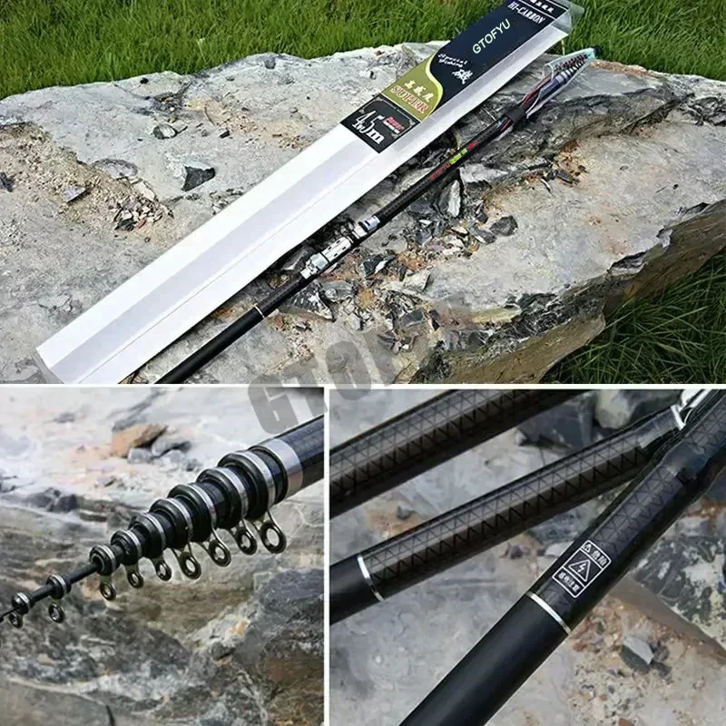 Caña telescópica ultraligera de carbono 2.7M a 7.2M para pesca con señuelos - imagen 5