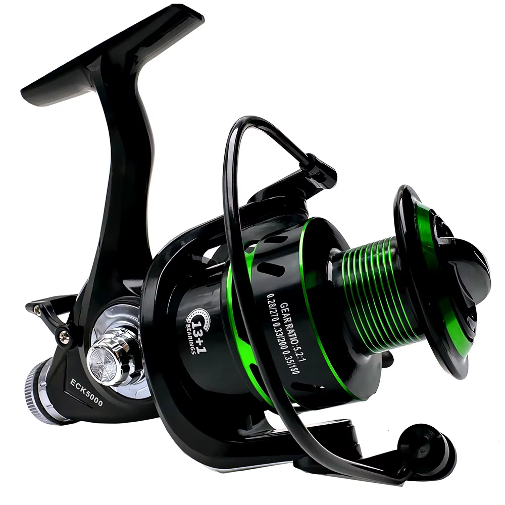 Carrete de pesca GHOTDA con doble freno, vista lateral