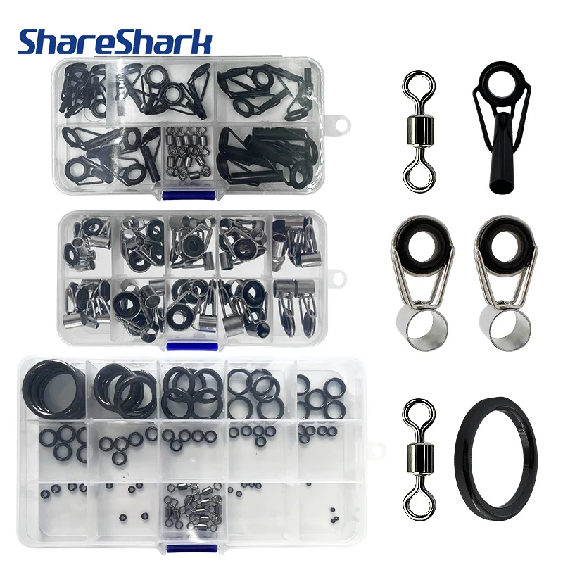 ShareShark Anillas de guía negras para cañas spinning y casting