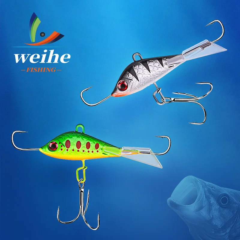 Señuelo de pesca en hielo WEIHE con forma de pez, vista lateral