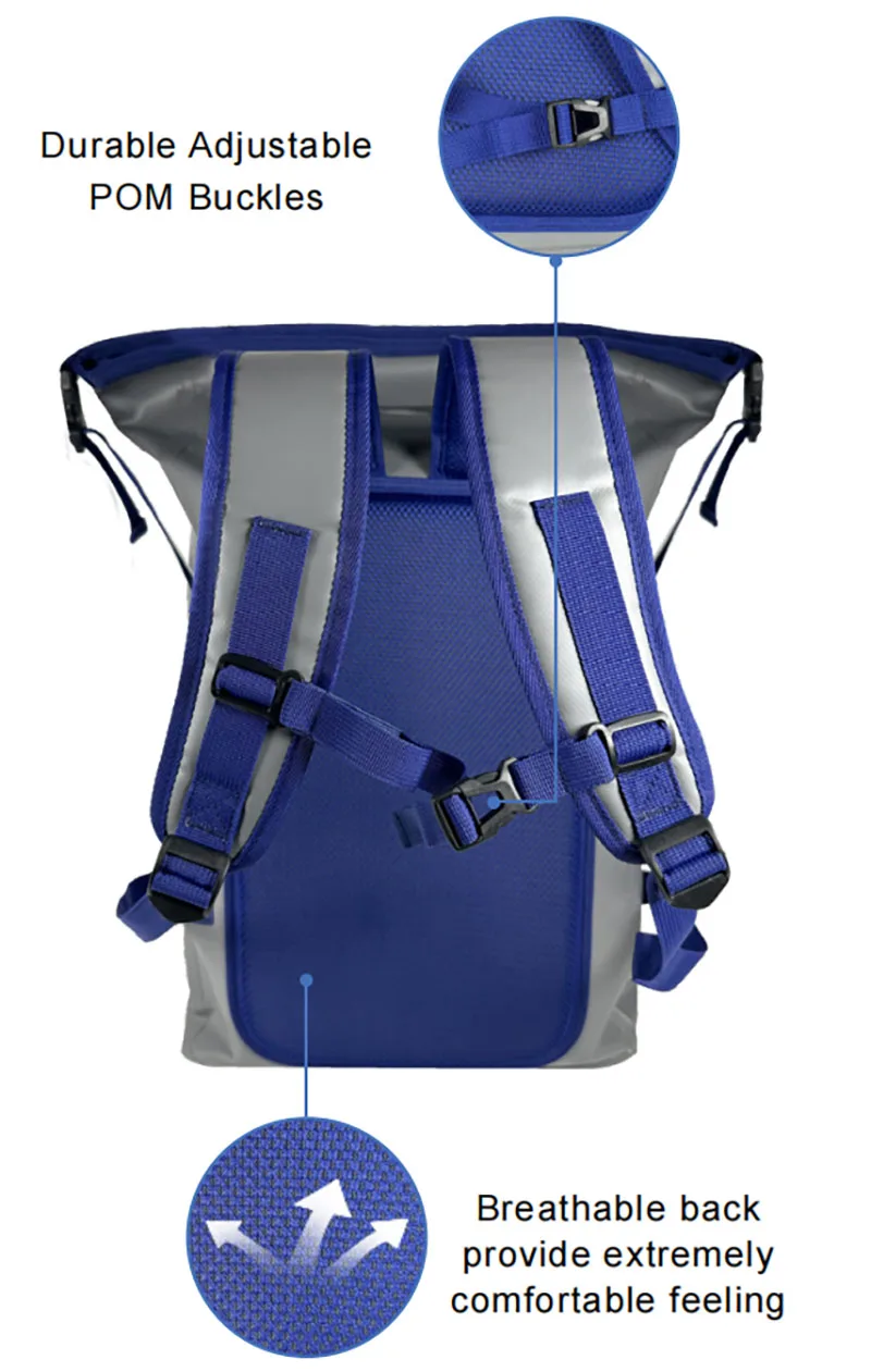Mochila puesta en persona mostrando correa acolchada