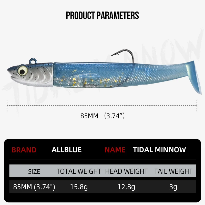 Vinilo ALLBLUE Tidal Minnow 85mm – Señuelo artificial en agua salada - imagen 5