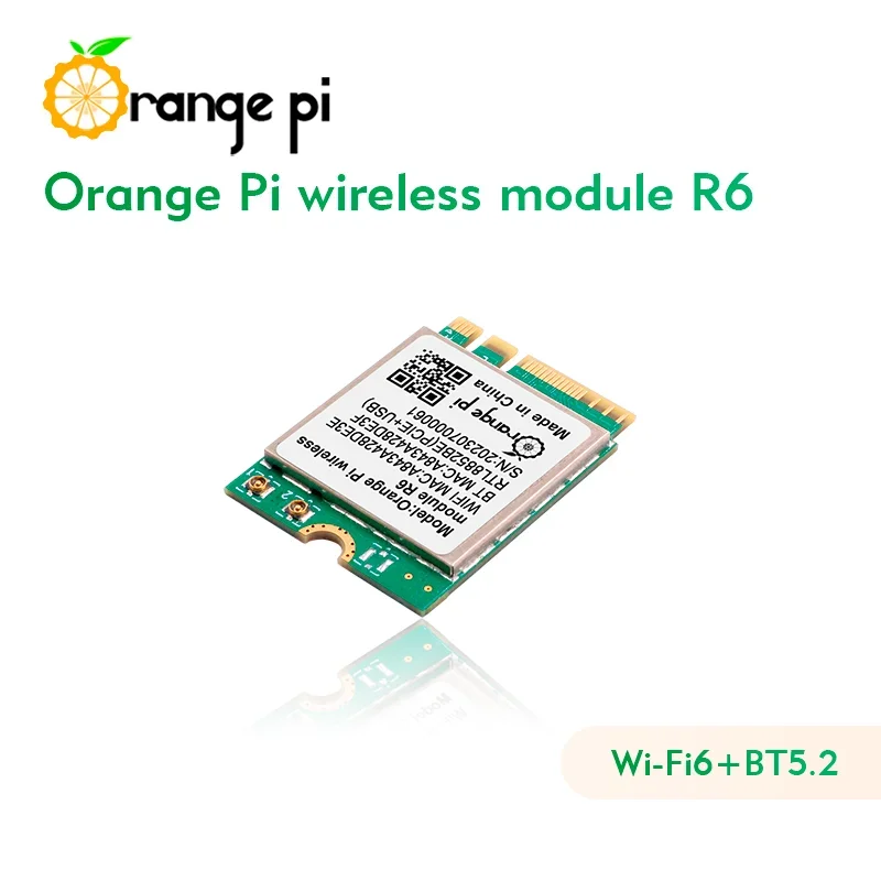 Orange Pi R6 Módulo WiFi doble banda 2,4/5GHz Wi‑Fi 6 y BT