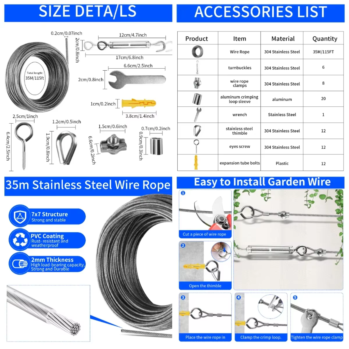 Herrajes acero inoxidable para pesca – Kit resistente - imagen 5