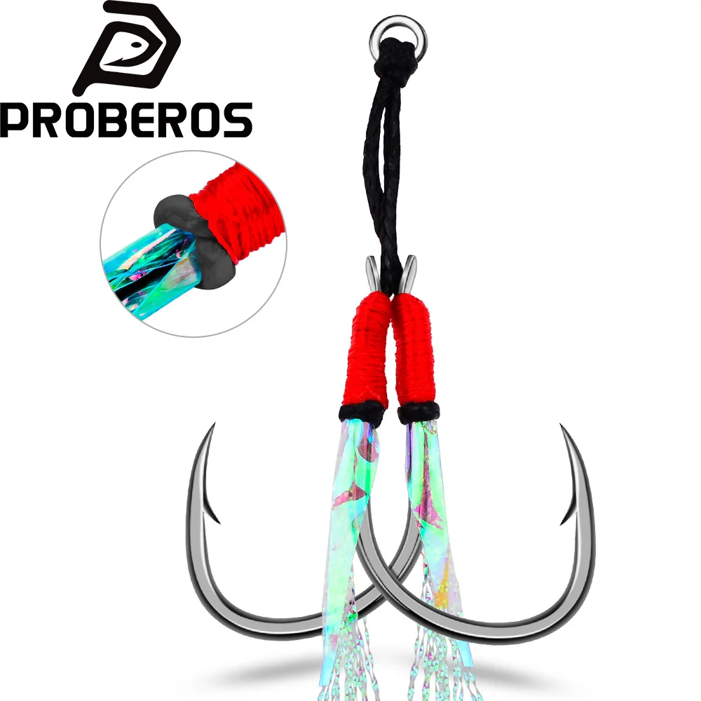 Anzuelos Jigging Proberos con borlas reflectantes multicolor acero