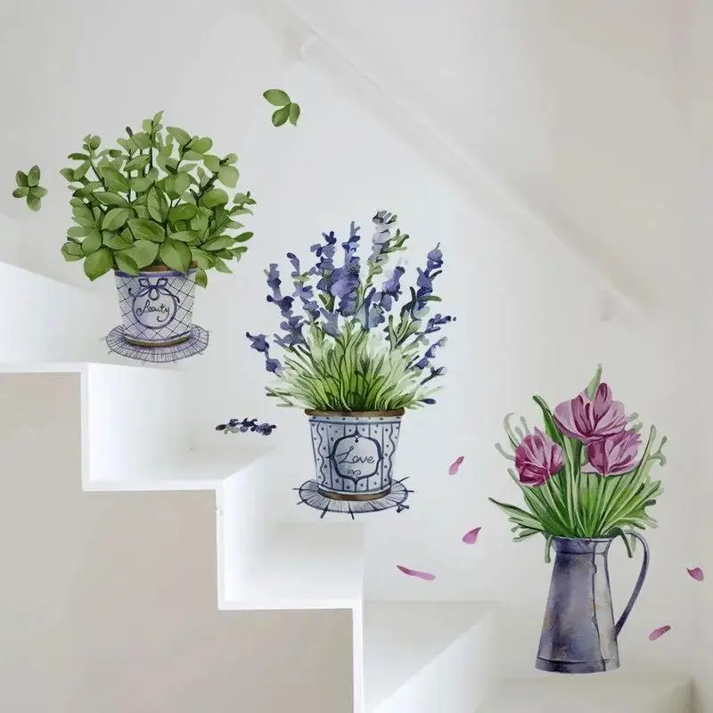 Pegatinas de pared con flores en acuarela para cocina y hogar - imagen 2