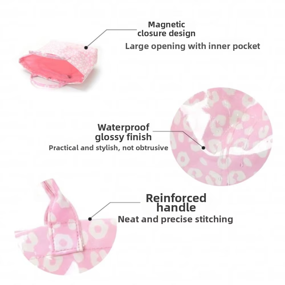 Bolso de pesca PVC impermeable mujer con asa grande estampado leopardo