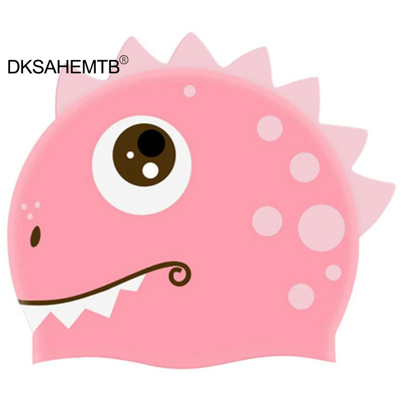Gorro natación silicona dinosaurio – Elástico resistencia agua adultos niños