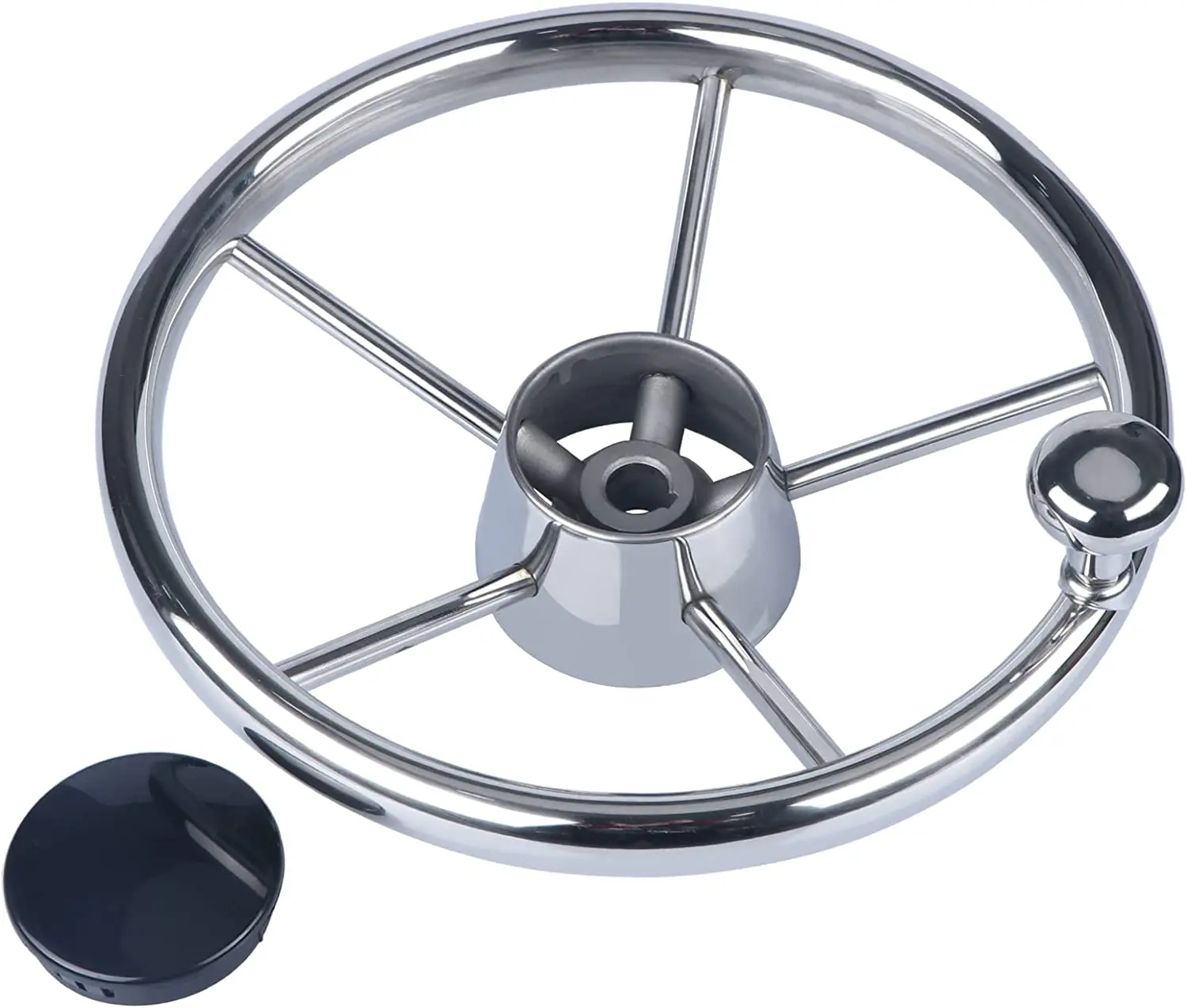 Volante de acero inoxidable para yate espejo perilla control - imagen 5