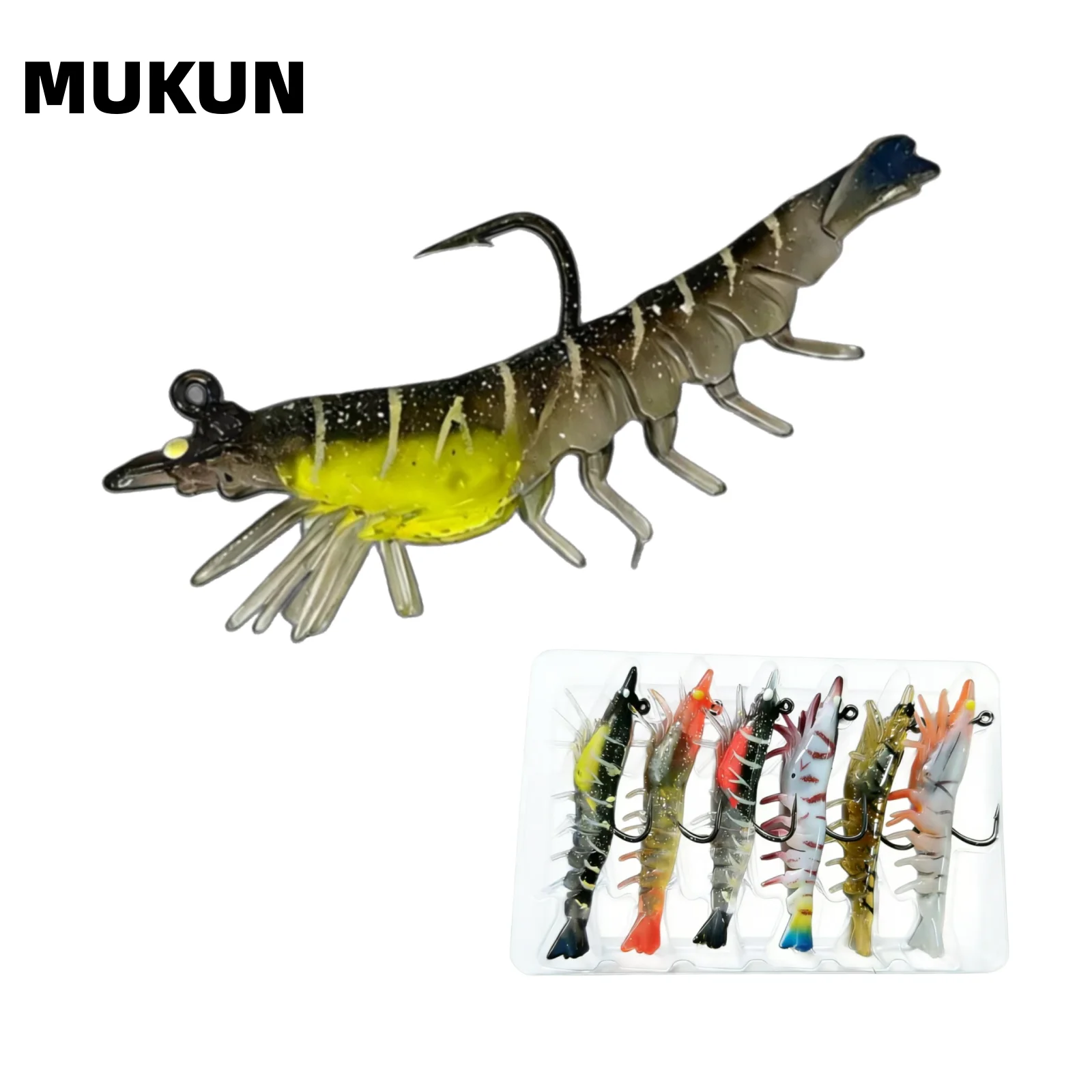 MUKUN vinilos de camarón con cabeza plomada y anzuelo - imagen 5