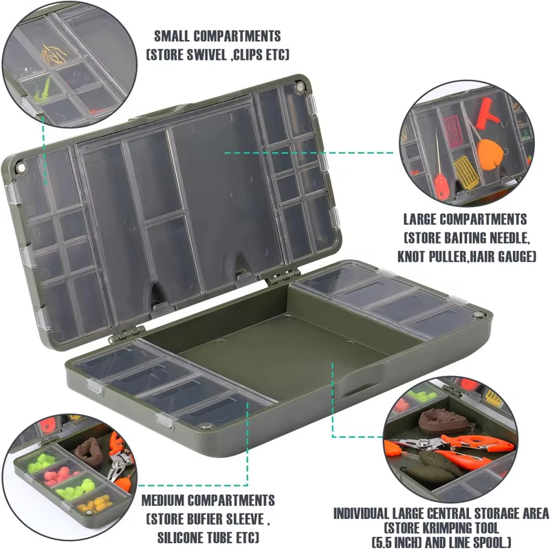 Caja de aparejos para carpfishing con separadores ajustables - imagen 5