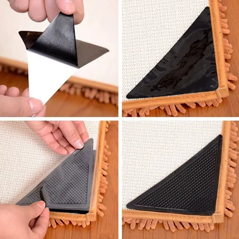 Clips Antideslizantes para Alfombras – Esquinas de Silicona Negra - imagen 3