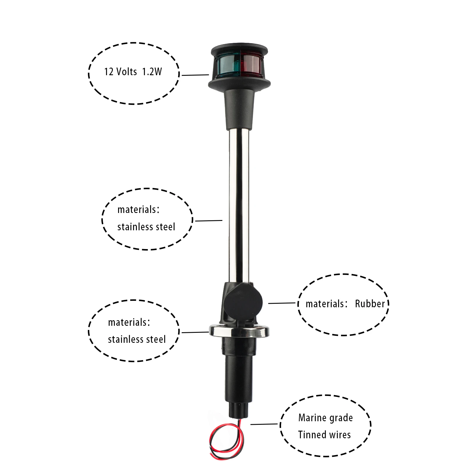 Luz de navegación LED bicolor rojo y verde para barco - imagen 3