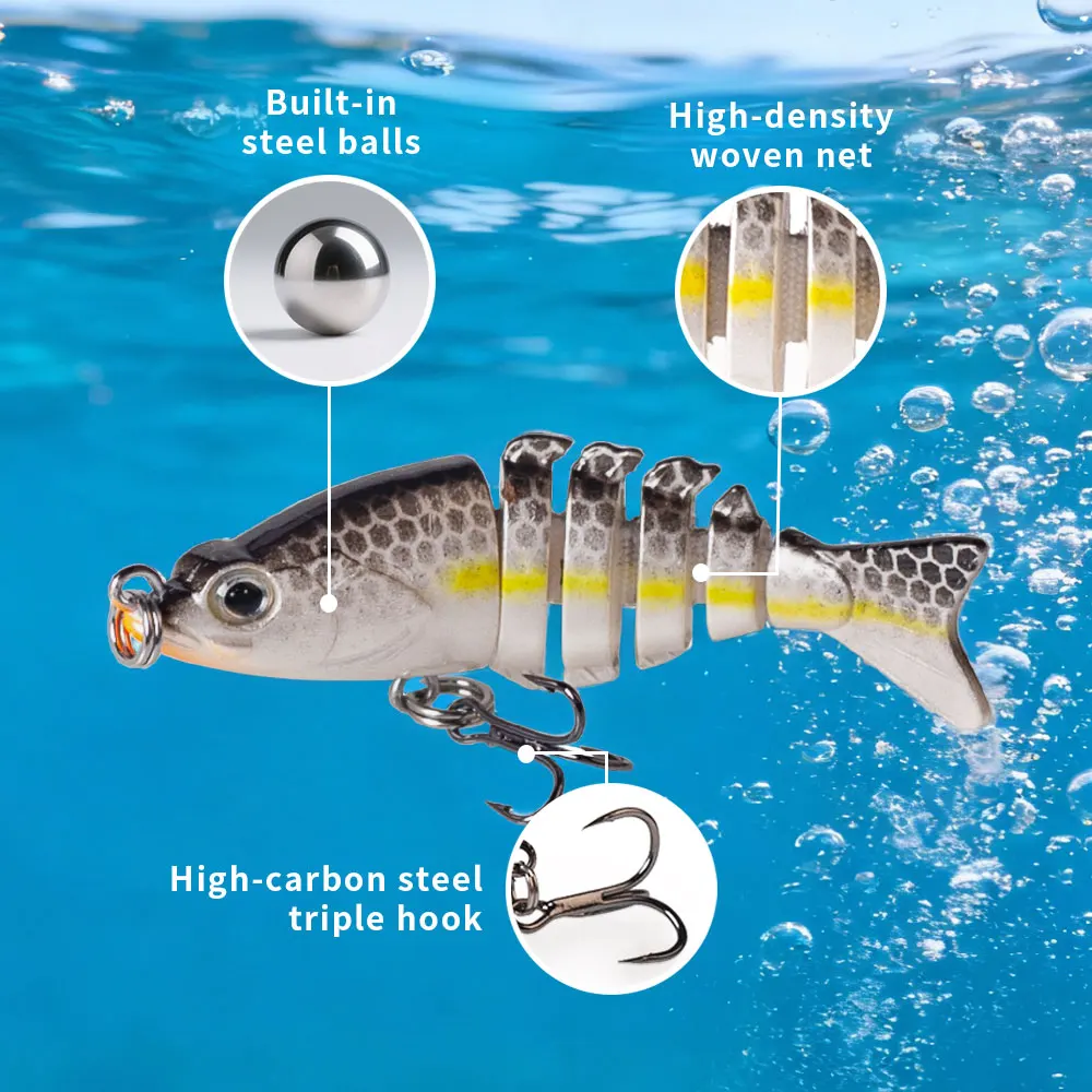 Mini señuelo articulado Swimbait hundido para lucio