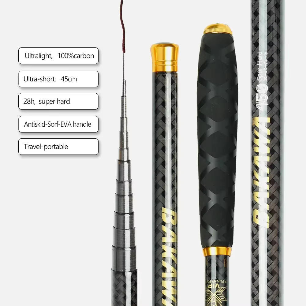 Caña Feeder Telescópica BAKAWA Carbono – Portátil para viaje