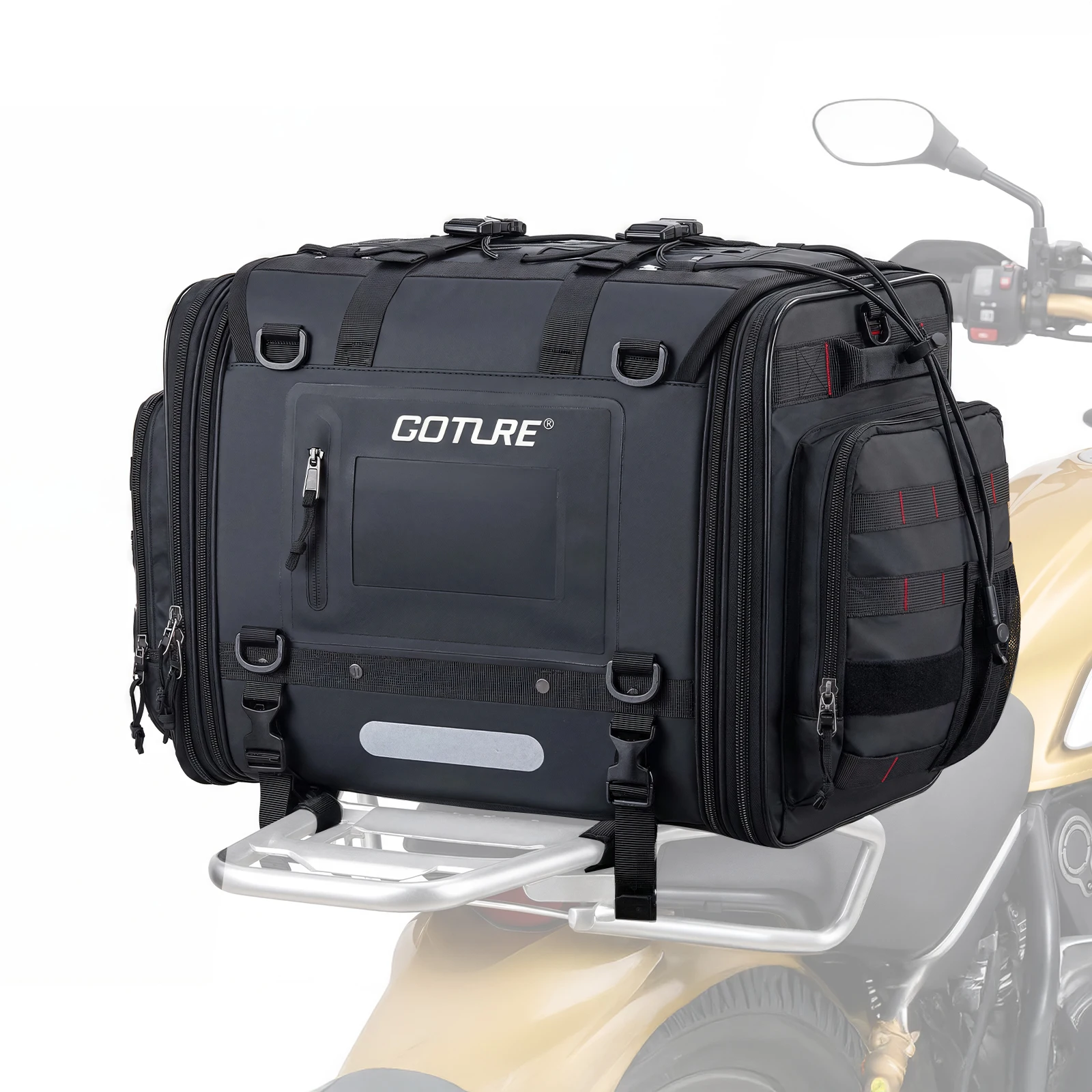 Vista general de la bolsa de equipaje trasera para motocicleta impermeable Goture