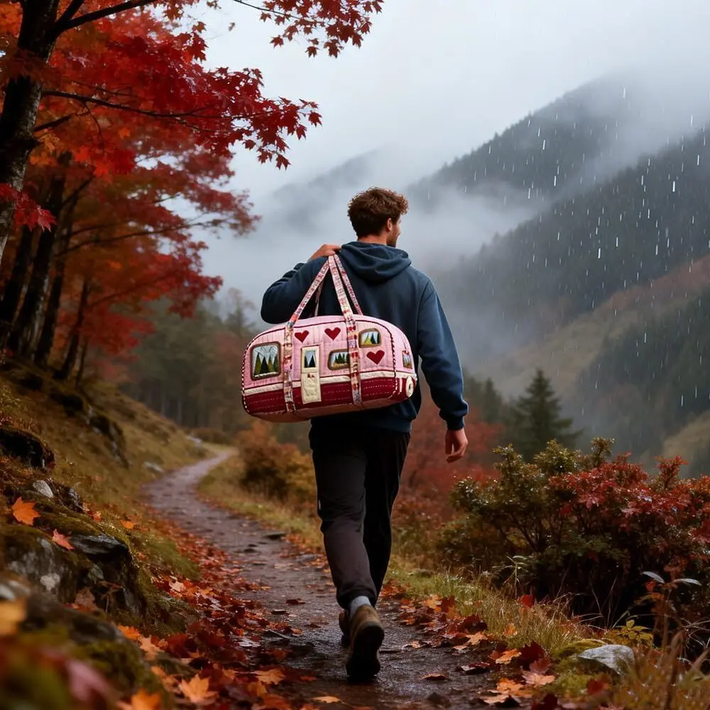 Bolsa de gimnasio plegable con estampado floral