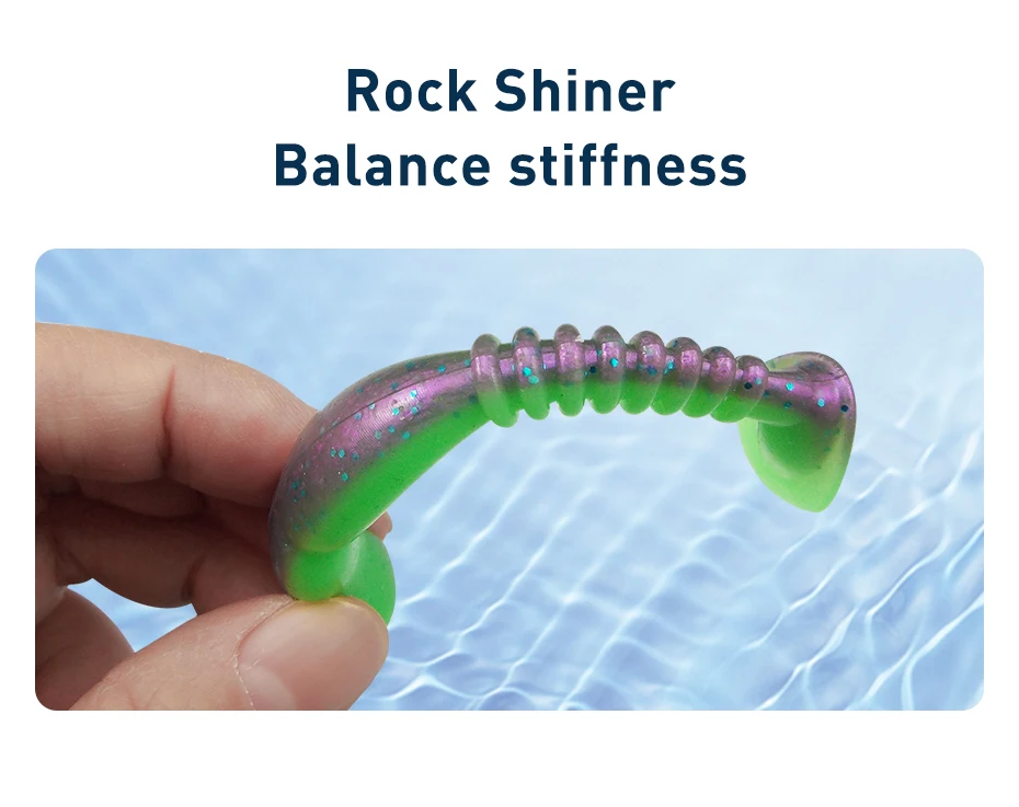 Diferentes tallas del Rockviber Shad alineadas para comparar su tamaño