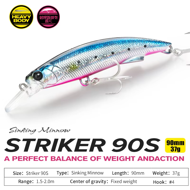 Señuelo TSURINOYA Sinking Minnow 90S – cebo duro para lubina y atún - imagen 4