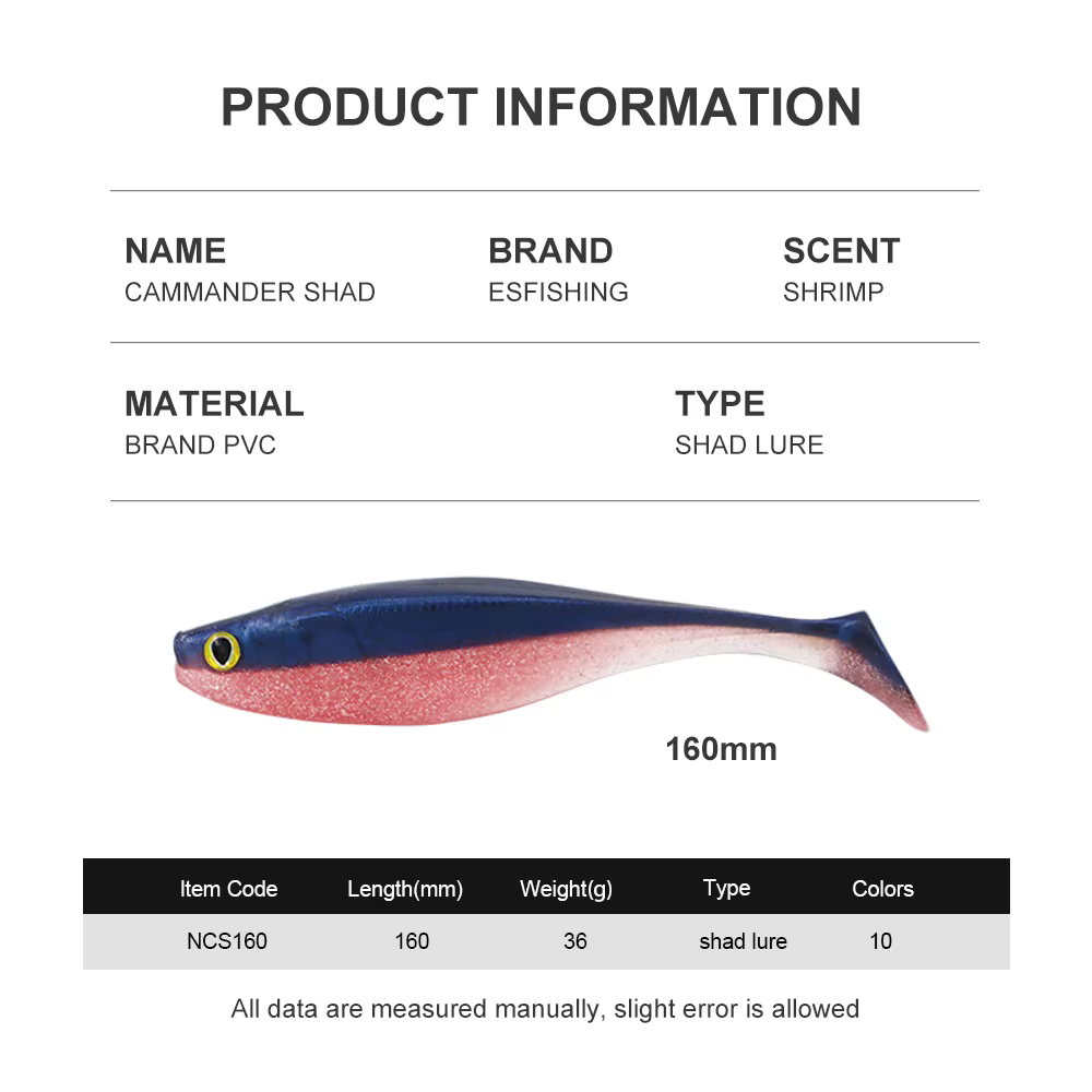 ESFISHING Commander Shad – Cebo blando para lubina marina - imagen 2