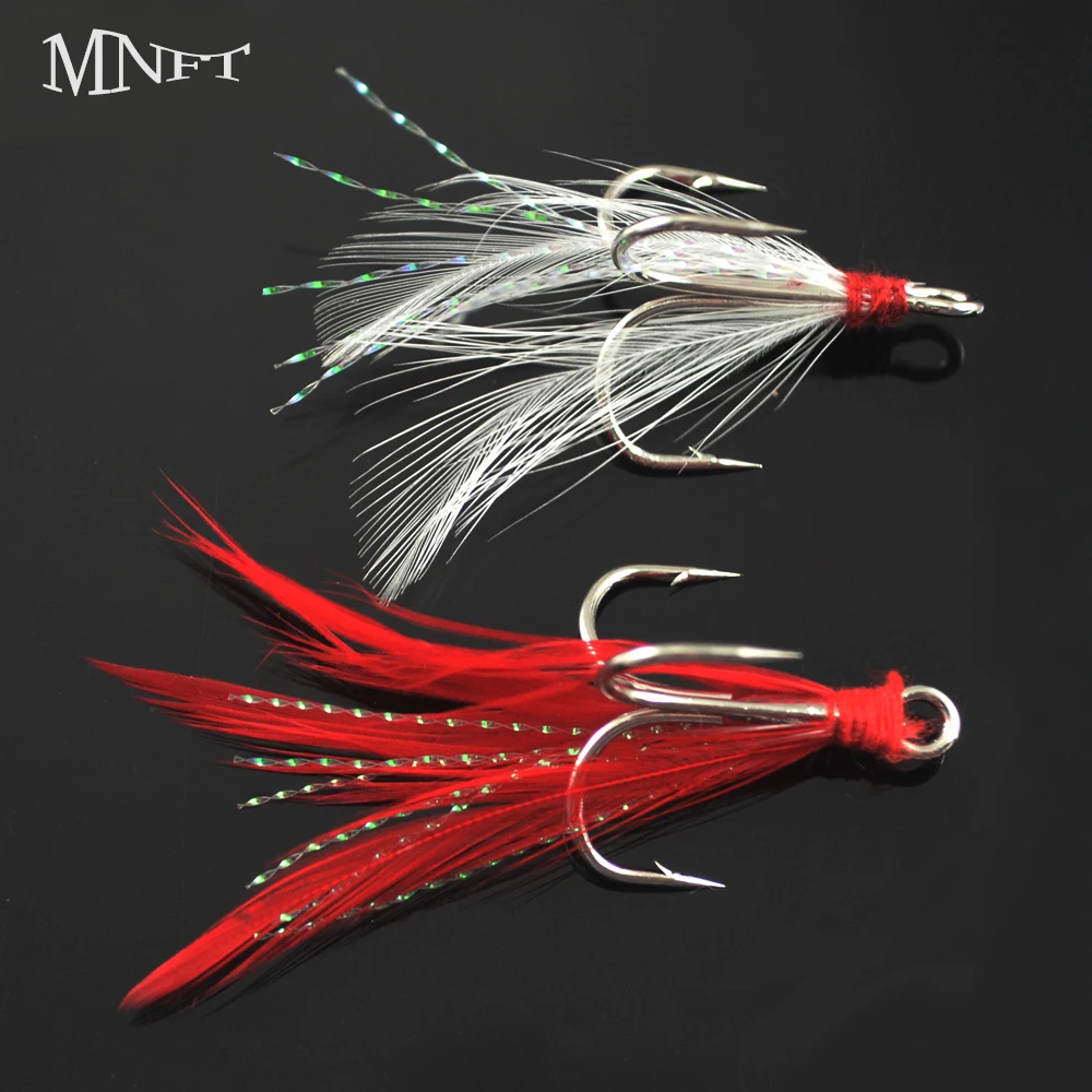 Anzuelos triples con plumas MNFT-10 – Superfuertes rojo y blanco - imagen 5