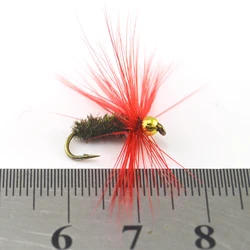 Ninfas MNFT bead head dorado y hackle rojo – Pesca de trucha