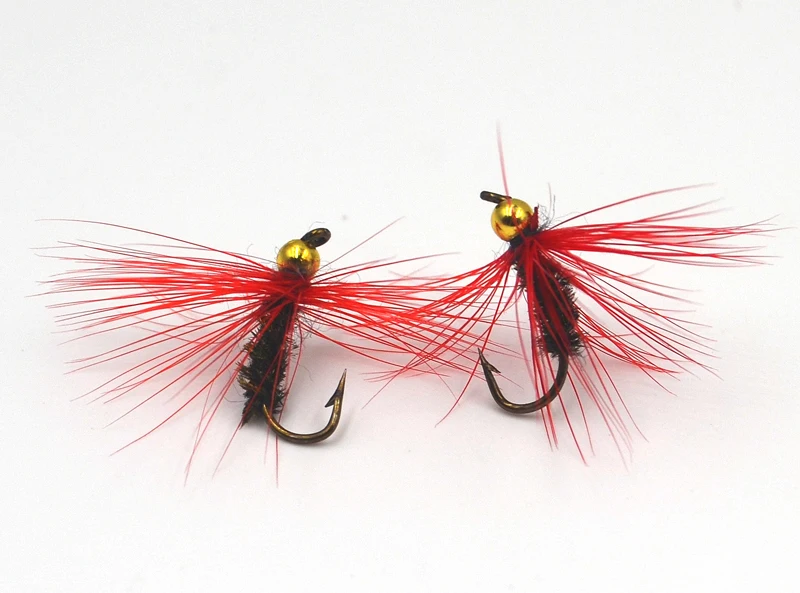 Ninfas MNFT bead head dorado y hackle rojo – Pesca de trucha - imagen 3