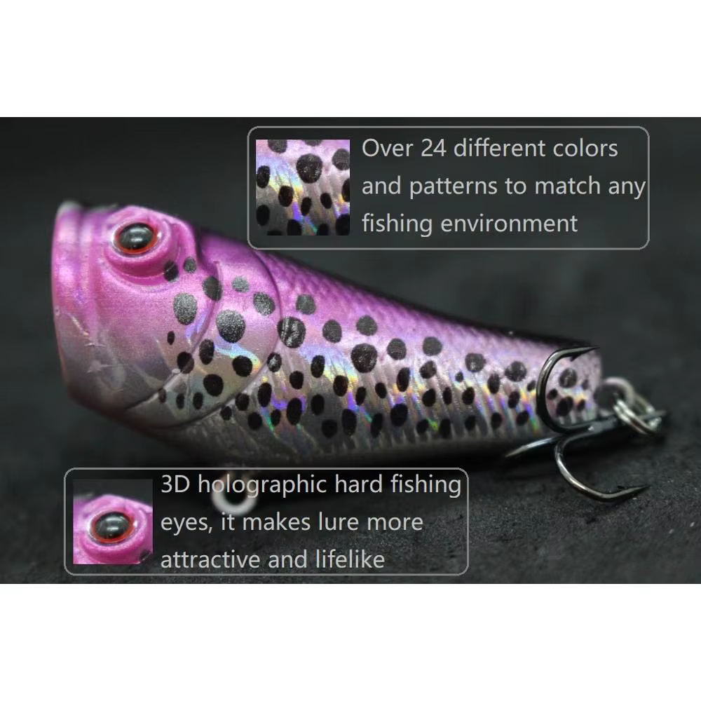 WLure T620 Popper 5,1cm – Señuelo Topwater Boca Roja para Twitch - imagen 4