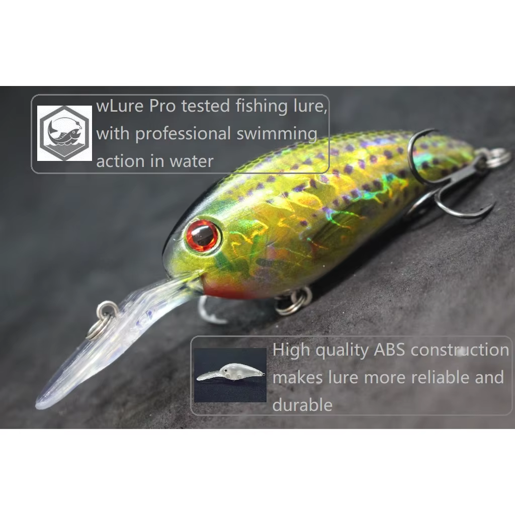 WLure HC55 Crankbait flotante acción natural para depredadores - imagen 5