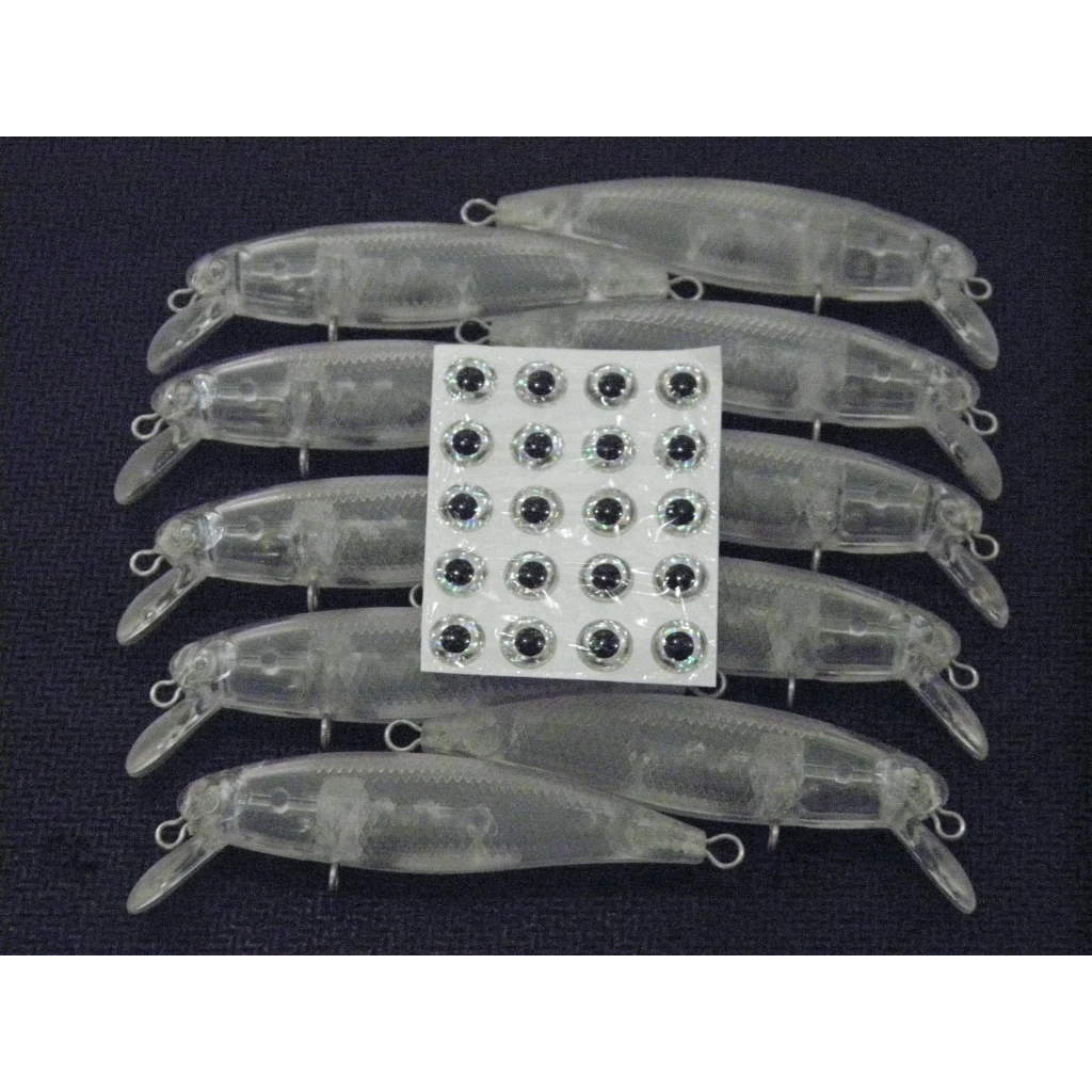 wLure Señuelo Minnow ligero sin pintar, transparente, ojos 3D - imagen 4