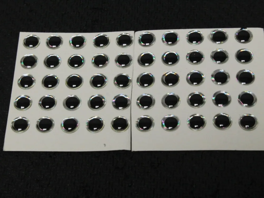 Ojos de pesca 3D en plata y negro para señuelos artificiales