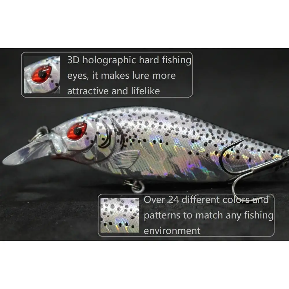 Señuelo Crankbait WLure C735 3D acción alta para lubina