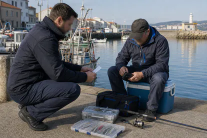 Control informativo de pesca recreativa en puerto con equipo y capturas revisadas